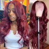 Burgundy 99J Body Wave 13x6 Lace Front Human Hair Wig Transparent Lace Frontal Wigs For Women Brazilian Red Colored Remy Wigs