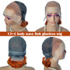 Orange Ginger 13x4 Lace Frontal Wigs Pre Cut Glueless Human Hair Body Wave Colored Wigs for Women 250% Density