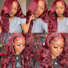 Burgundy 99J Body Wave 13x6 Lace Front Human Hair Wig Transparent Lace Frontal Wigs For Women Brazilian Red Colored Remy Wigs