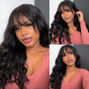 200% 250% Body Wave Wig With Bangs Human Hair WigsFull Machine Made Wigs 8-24in Brazilian Remy Human Hair For Women Fring Wig