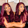 Burgundy 99J Body Wave 13x6 Lace Front Human Hair Wig Transparent Lace Frontal Wigs For Women Brazilian Red Colored Remy Wigs