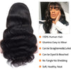 200% 250% Body Wave Wig With Bangs Human Hair WigsFull Machine Made Wigs 8-24in Brazilian Remy Human Hair For Women Fring Wig