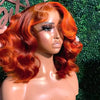Orange Ginger 13x4 Lace Frontal Wigs Pre Cut Glueless Human Hair Body Wave Colored Wigs for Women 250% Density